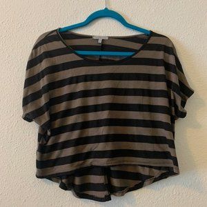 Greenish grey & black striped crop top